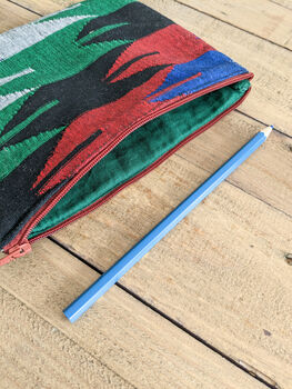 Nepali Dhaka Handwoven Pouch, Fair Trade Bold Colours, 4 of 7