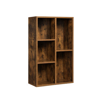Five Compartments Brown Wooden Bookcase Bookshelf, 4 of 7