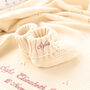 Luxury Cotton Personalised Baby Booties With Name, thumbnail 2 of 12