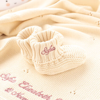 Luxury Cotton Personalised Baby Booties With Name, 2 of 12