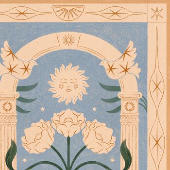 Solar Bloom, Floral Bohemian Celestial Sun Art Print, Botanical Flower Poster, 3 of 3