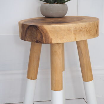 Natural Wood Stool With White Legs, 7 of 10