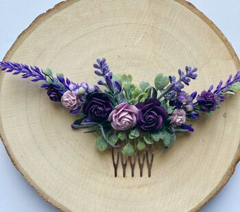 Shades Of Purple Flower Hair Comb, 6 of 6