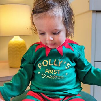 Personalised First Christmas Elf Pyjamas, 2 of 3