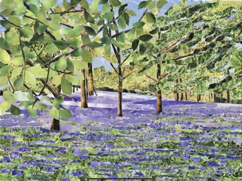 Bluebells, Enys Gardens, Cornwall, Collage Art Print, 2 of 6