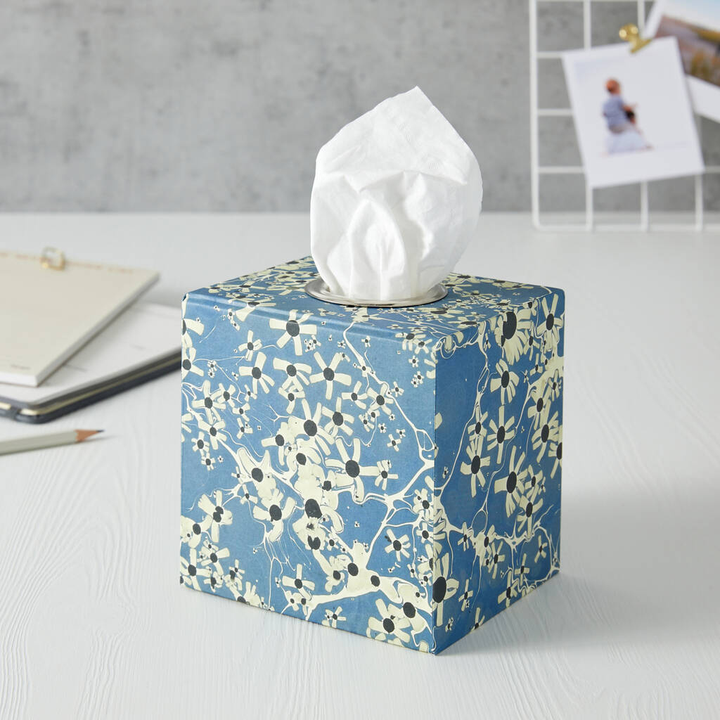 Blue Marbled Tissue Box Cover Essentials, 1 of 6