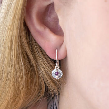 Pave Disc Birthstone Earrings, 4 of 11