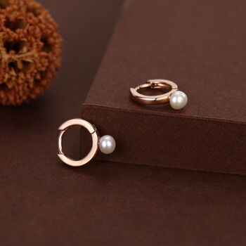 Natural Freshwater Pearl Huggie Hoops In Sterling Silver, 7 of 11
