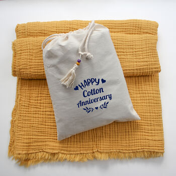 Soft Cotton Muslin Throw, Anniversary Gift Personalised, 5 of 11