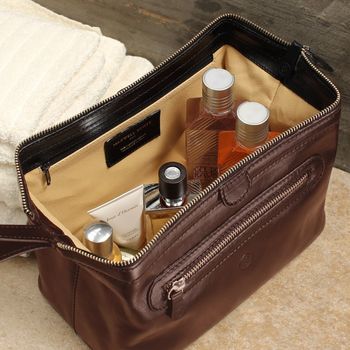 Personalised Leather Men Wash Bag. 'The Duno Large', 11 of 12