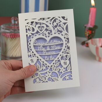 Personalised Papercut Heart Engagement Card, 2 of 6