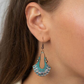 Antique Bronze And Turquoise Drop Earrings, 2 of 3
