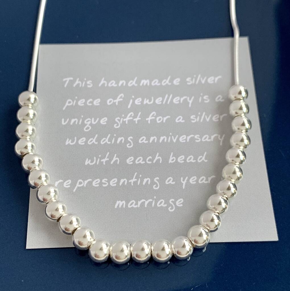 25th silver wedding anniversary gift necklace by handmade ...