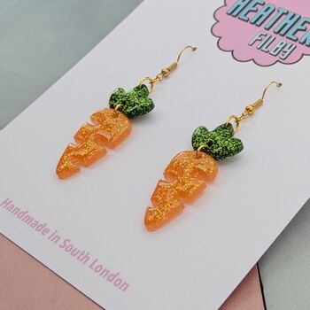 Carrot Resin Glitter Handmade Earrings, 4 of 4