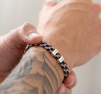 Men's Cord And Silver Fingerprint Family Bracelet, 6 of 7