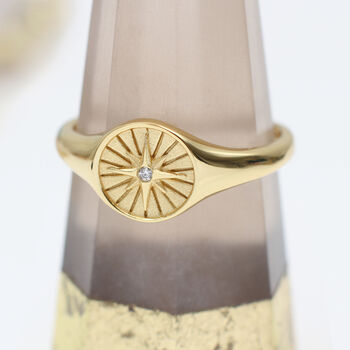 18ct Gold Plated And Semi Precious Crystal Compass Ring, 2 of 4