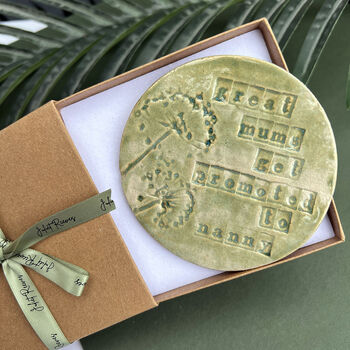 Green Round Nanny Ceramic Coaster, 12 of 12