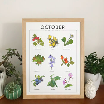 Birthday Month Print, Plant And Wildflower Wall Art, 9 of 11