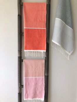 Coral / Pink / Grey Cotton Hand Towels, 6 of 8