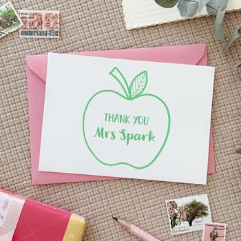 Green Apple For The Teacher Thank You Card, 5 of 11