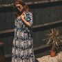 Navy Blue Three Quarter Sleeve Viscose Summer Kaftan, thumbnail 2 of 4