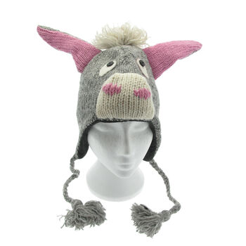 Donkey Hand Knitted Woollen Animal Hat, 4 of 5