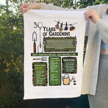 30 Years Of Gardening 30th Birthday Gift Tea Towel, 3 of 5