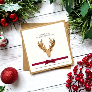 Handmade Stag Christmas Card For Him, 5 of 6