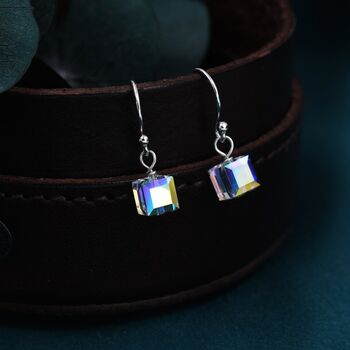 Aurora Borealis Cube Drop Hook Earrings, 4 of 11