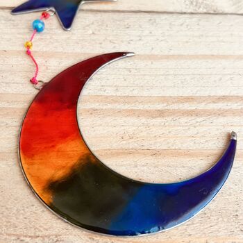 Crescent Moon And Star Rainbow Hanging Sun Catcher, 2 of 8