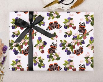 Three Sheets Of Butterfly Hedgerow Wrapping Paper, 2 of 2