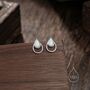 White Opal Double Droplet Stud Earrings Sterling Silver, thumbnail 1 of 12