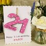 Personalised 21st Birthday Card Wooden Number Gift, thumbnail 1 of 4