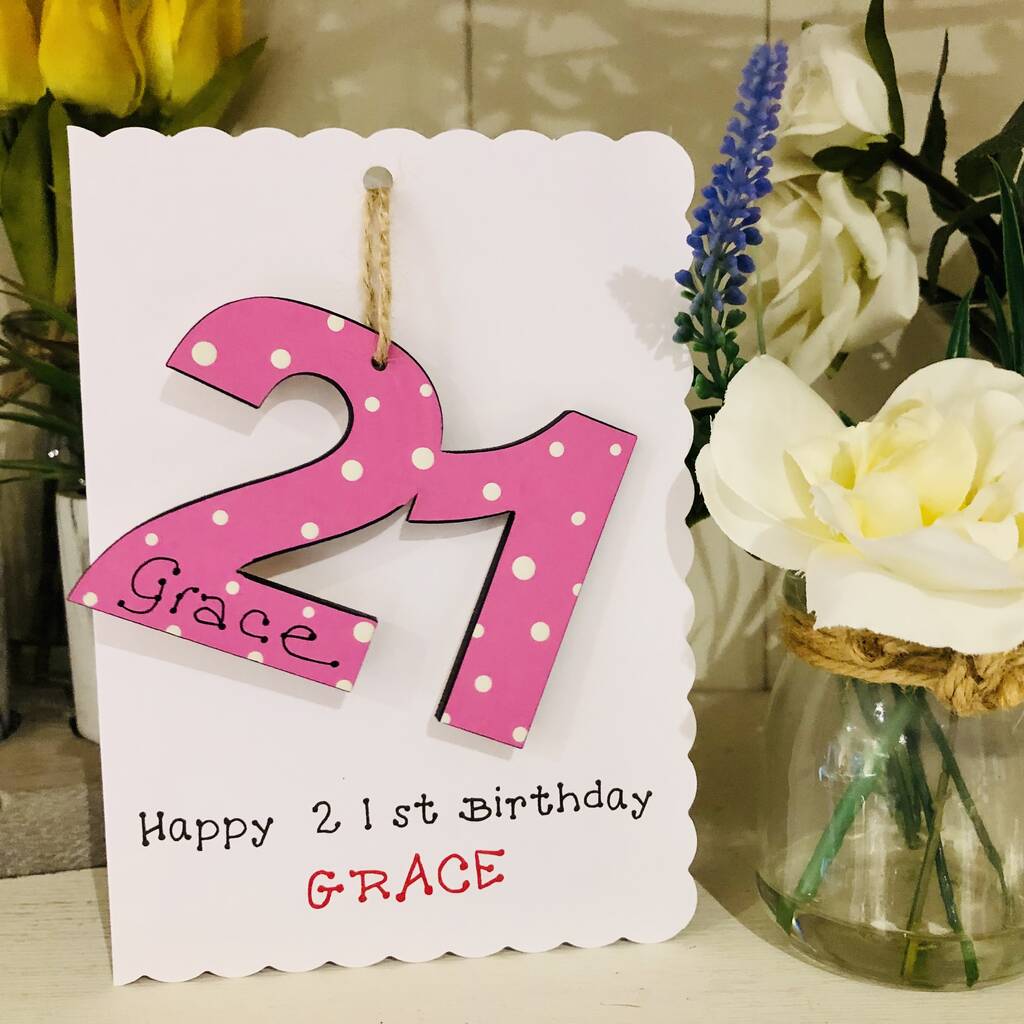 Personalised 21st Birthday Card Wooden Number Gift, 1 of 4
