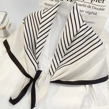 White Striped Twill Large Square Scarf For Women, 5 of 7