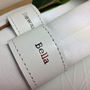 Set Of Four White Personalised Leather Napkin Rings, thumbnail 7 of 9