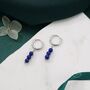 Sterling Silver Genuine Lapis Lazuli Stone Trio Huggie Hoop Earrings, thumbnail 3 of 10