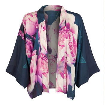 Pink Peonies Viscose Kimono Top, 8 of 8