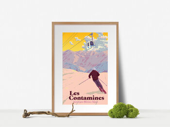 Les Contamines Ski Resort France Travel Poster Print, 5 of 8