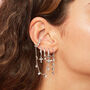 Camelia Crystal Silver Dainty Double Gem Huggie Earrings, thumbnail 2 of 2