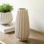 Natural And White Ribbed Vase, thumbnail 1 of 3