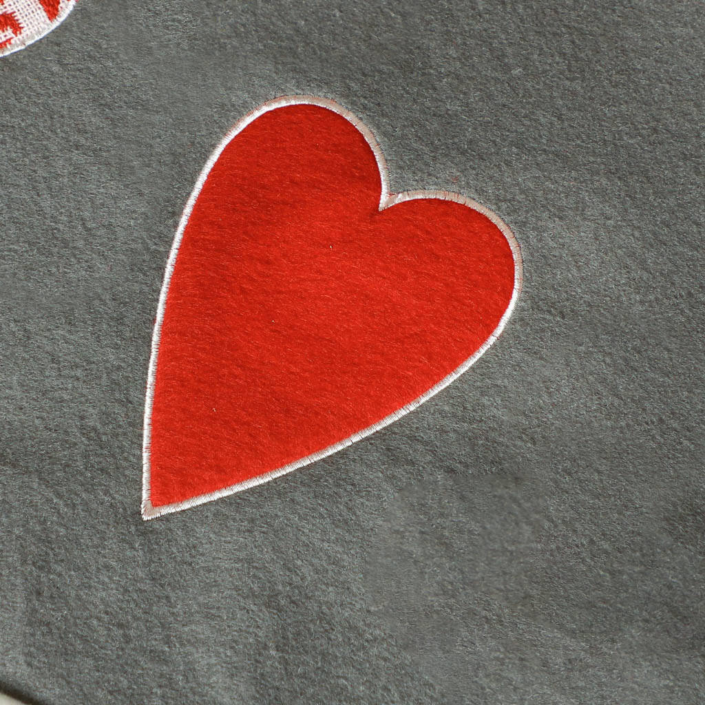 Personalised Nordic Grey Heart Christmas Tree Skirt By Dibor