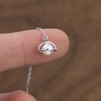 Sterling Silver Mother Of Pearl Planet Threader Earrings, 6 of 12