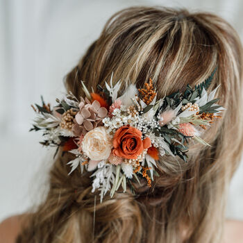 Willow Rust And Dusky Pink Wedding Dried Flower Hair Clip, 2 of 5