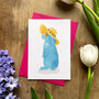 Hand Drawn Blue Rabbit Illustrated Blank Greeting Card, thumbnail 4 of 12