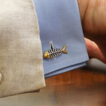 Personalised Two Tone Fish Bone Cufflinks, 3 of 7