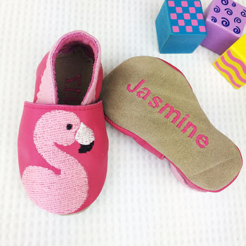 Embroidered Flamingo Children's Slippers, 6 of 7