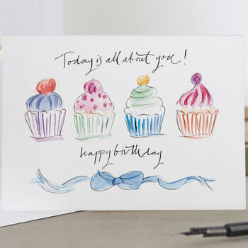 'Today Is All About You!' Cupcakes Birthday Card, 3 of 3