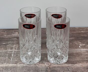 Set Of Four Crystal Long Drink Glasses, 2 of 4