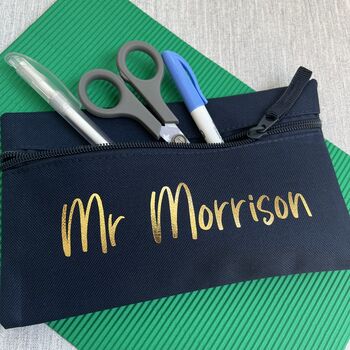 Metallic Personalised Teacher's Name School Pencil Case, 2 of 3